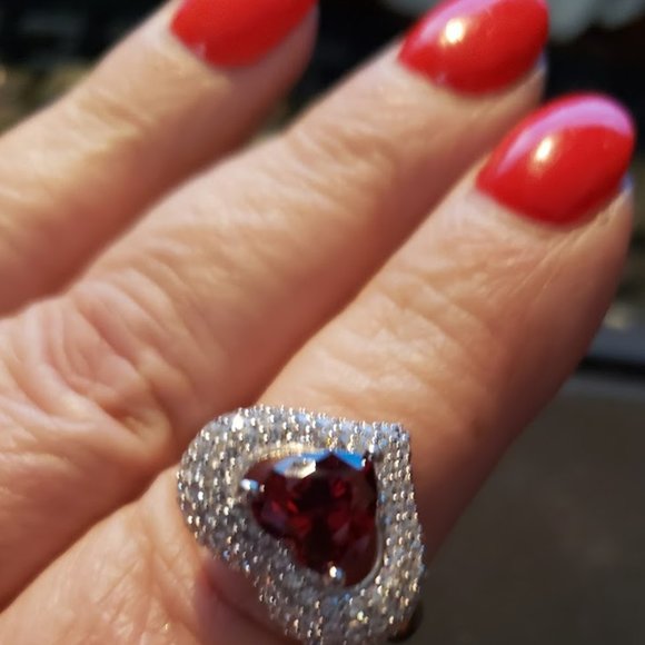Ruby Red CZ .925 Sterling Ring SZ 8 - Picture 6 of 6